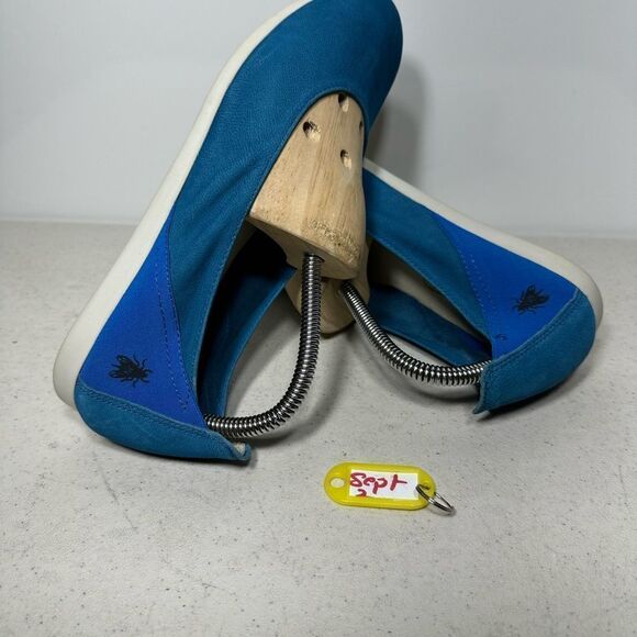FLY London Women’s Cupido Leather Logo Slip On Flats Blue Leather EU 38-7 - Picture 3 of 8